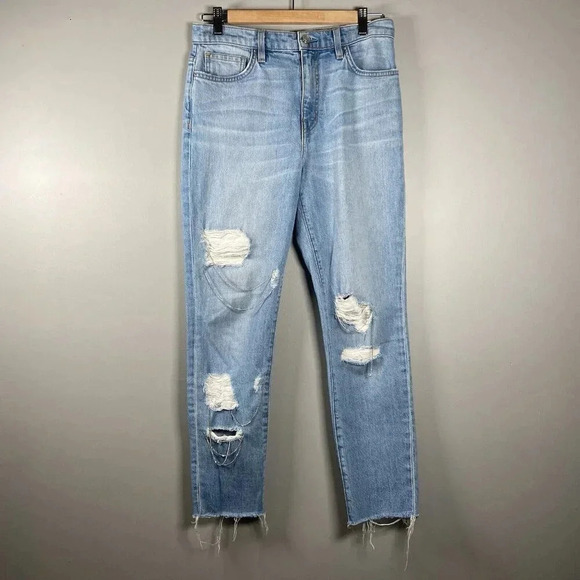 IRO Genn Blue Distressed Silver Detailing Chain Jeans Womens Size 27 ($325) - Picture 2 of 16